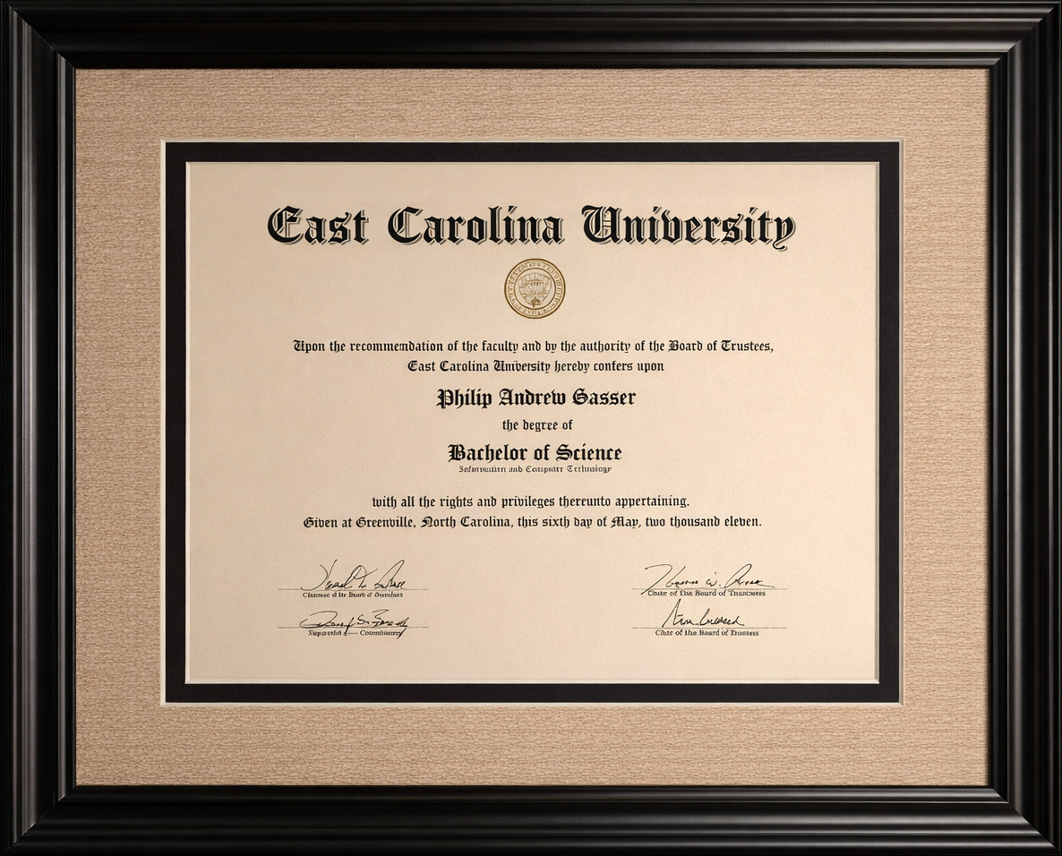 B.S. Information and Computer Technology diploma from East Carolina University